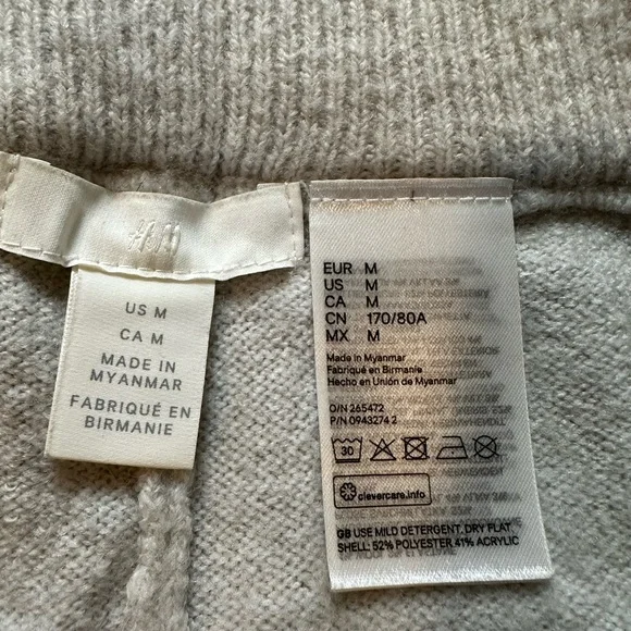 H&M Oatmeal Cloud Knit Wide Leg Lounge Pants - Picture 3 of 8